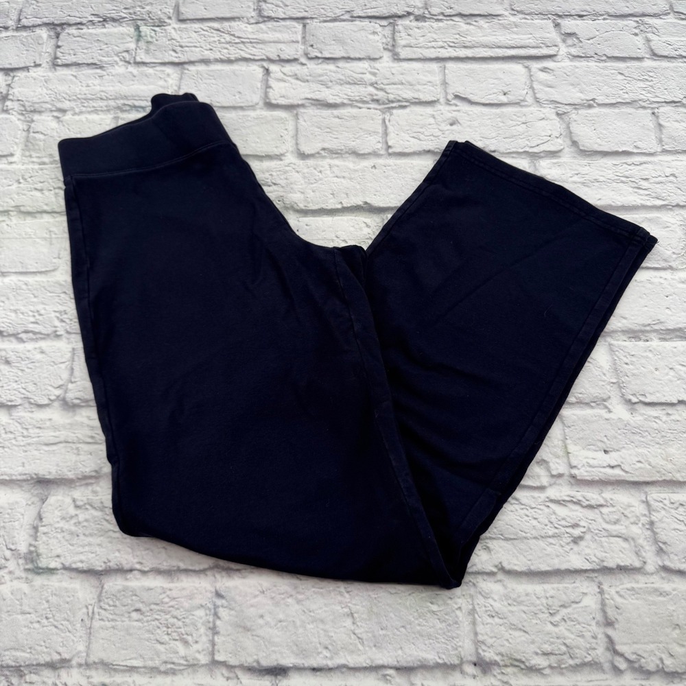 T by Talbots Womens Wide Leg Pull On Pants Dark Blue Pima Cotton Blend XS